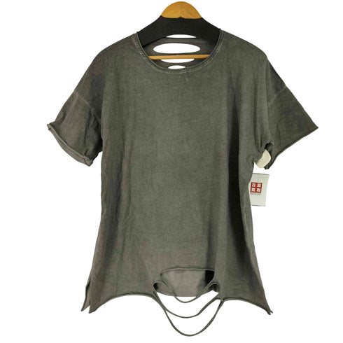 ダメージ加工 クルーネックスTシャツ メンズ L