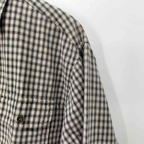 ギャップ Gap 90S OLD 紺タグ コットン チェック柄 長袖シャツ 両胸フラップ メンズ import:M
