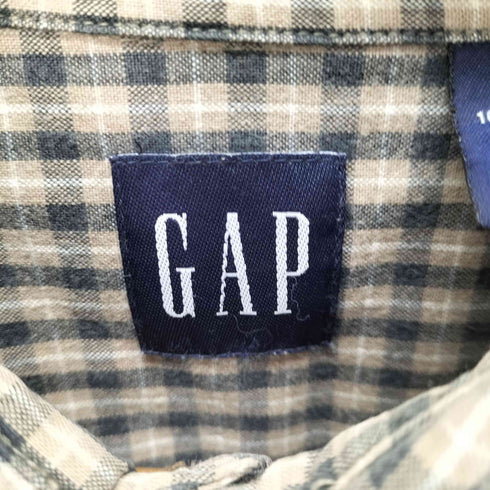 ギャップ Gap 90S OLD 紺タグ コットン チェック柄 長袖シャツ 両胸フラップ メンズ import:M