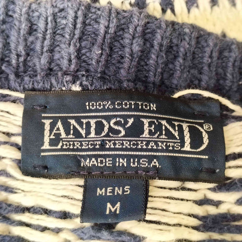 ランズエンド LANDS END 80-90s USA製 ノルディックコットンニット メンズ import:M