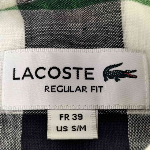 ラコステ LACOSTE REGULAR FIT ブロックチェックリネンシャツ メンズ 39