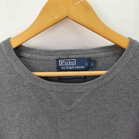ポロバイラルフローレン Polo by RALPH LAUREN EXCLUSIVE OF DECORATION ポニー刺繍 Vガゼット クルーネック コットンニットセーター メンズ import:L