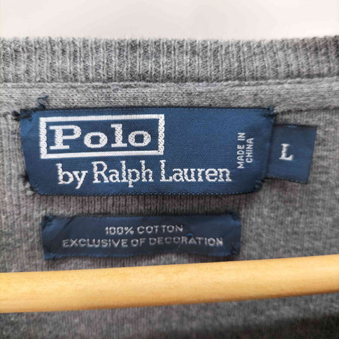 ポロバイラルフローレン Polo by RALPH LAUREN EXCLUSIVE OF DECORATION ポニー刺繍 Vガゼット クルーネック コットンニットセーター メンズ import:L