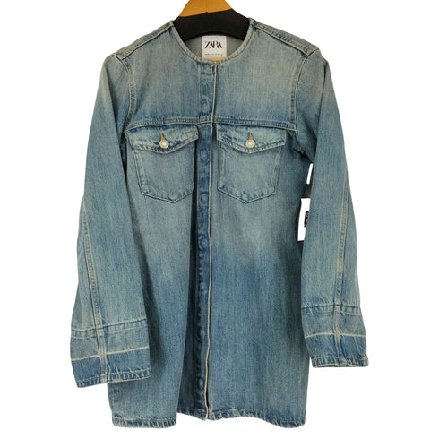 ザラ ZARA バンドカラー デニムワンピース レディース US M
