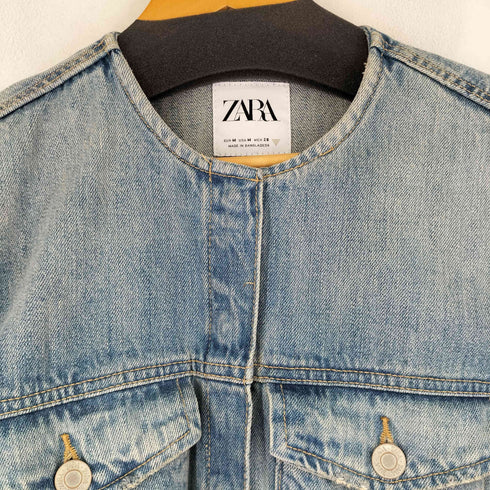 ザラ ZARA バンドカラー デニムワンピース レディース US M