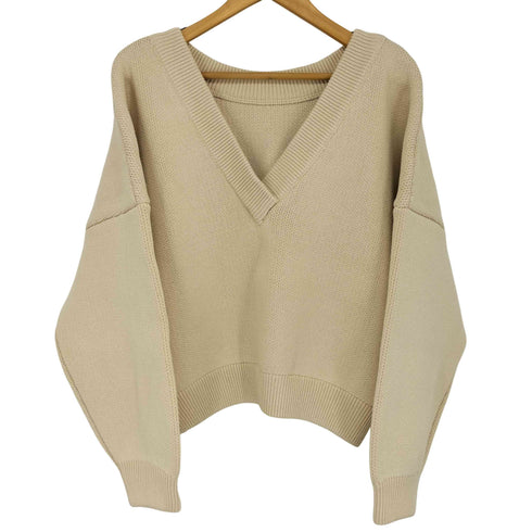 AMBERGLEAM Cotton V neck Sweater コットンVネックセーター レディース M