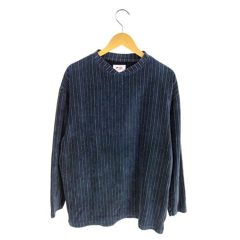 ペリーエリス PERRY ELLIS ストライプ ベルベット ロングスリーブTシャツ メンズ import:M