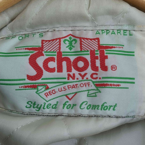 ショット Schott USA製 ロゴ刺繍 バックワッペン レザースタジャン メンズ import:XXL