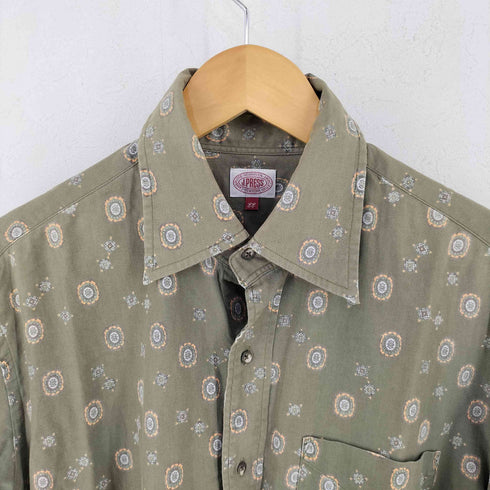 ジェイプレス J.PRESS 総柄 コットン レギュラーカラーシャツ メンズ LL