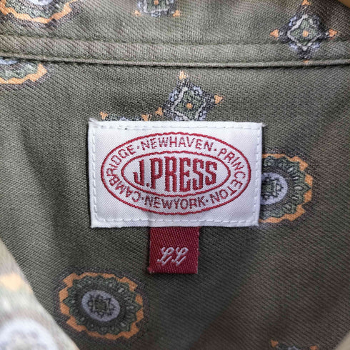 ジェイプレス J.PRESS 総柄 コットン レギュラーカラーシャツ メンズ LL