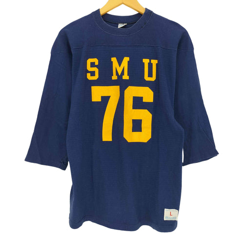 チャンピオン Champion 70-80s バータグ後期 SMU 74 ナンバリング 七分袖 フットボールTシャツ メンズ import:L