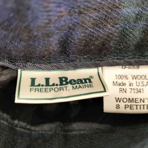 エルエルビーン L.L.Bean 90S USA製 ウール ブラックウォッチ プリーツスカート レディース 8