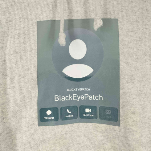 ザブラックアイパッチ THE BLACK EYE PATCH CONTACT INFO HOODIE ASH メンズ M