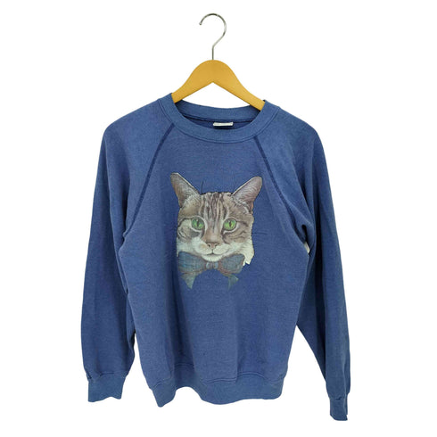 ヘインズ Hanes 80s USA製 猫 ネコ アニマルプリント クルーネックスウェット レディース import:L