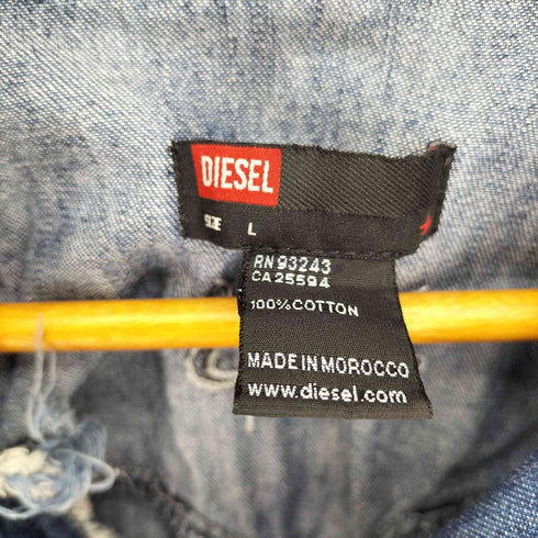 ディーゼル DIESEL 90-00S 旧タグ 袖リブ グラデーション フリンジ デニム ワンピース Y2K レディース import:L