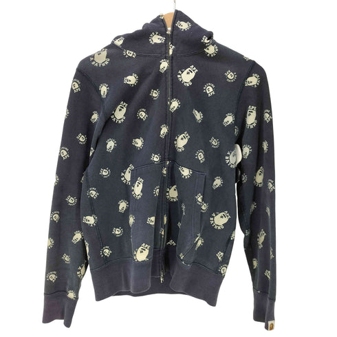 アベイシングエイプ A BATHING APE COLLEGE LOGO ZIP HOODIE Grow In The Dark カレッジ ロゴ モノグラム フルジップ フーディー 蓄光 プリント エイプヘッド 総柄 メンズ JPN:S