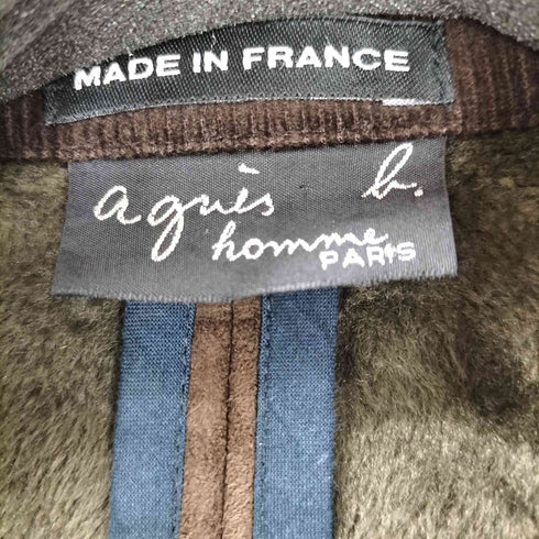 アニエスベーオム Agnes b.homme フランス製 コーデュロイ切替 ベロアライクチェスターコート メンズ EUR:50