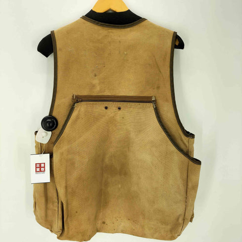 カーハート Carhartt 80S 1989年製 星タグ USA製 サンドストーン コーデュロイ 切替 マルチポケット ジップアップ ダック ハンティング ベスト メンズ import:M