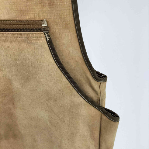 カーハート Carhartt 80S 1989年製 星タグ USA製 サンドストーン コーデュロイ 切替 マルチポケット ジップアップ ダック ハンティング ベスト メンズ import:M