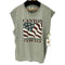 90S USA製 KINGSTREE アメリカ国旗 オイハオ州 ボーダー 袖カットオフ ノースリーブ メンズ import:XL