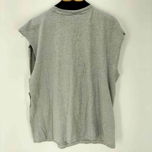 90S USA製 KINGSTREE アメリカ国旗 オイハオ州 ボーダー 袖カットオフ ノースリーブ メンズ import:XL