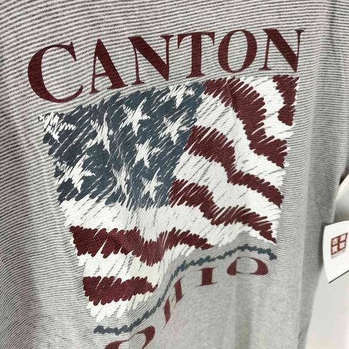 90S USA製 KINGSTREE アメリカ国旗 オイハオ州 ボーダー 袖カットオフ ノースリーブ メンズ import:XL