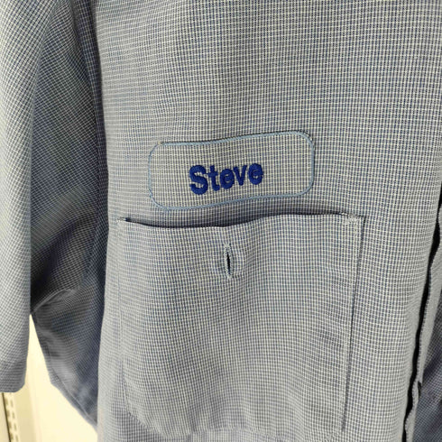 シンタス CINTAS シンプルチェック 企業ロゴ S/S ワークシャツ メンズ import:XL