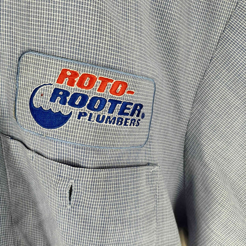 シンタス CINTAS シンプルチェック 企業ロゴ S/S ワークシャツ メンズ import:XL