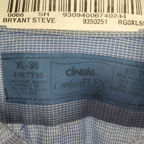 シンタス CINTAS シンプルチェック 企業ロゴ S/S ワークシャツ メンズ import:XL