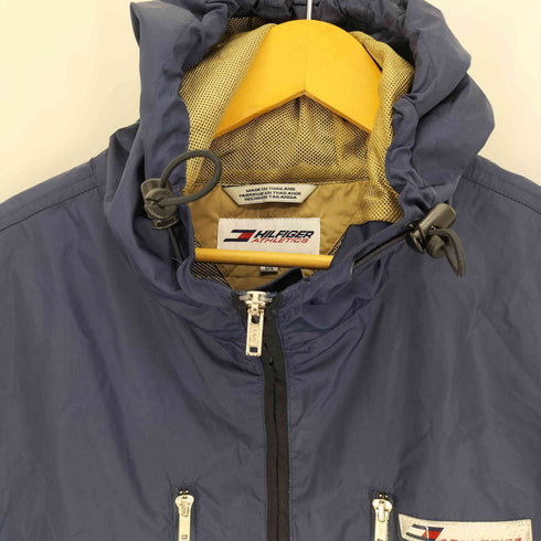 トミーヒルフィガー TOMMY HILFIGER ATHLETICS 90S リフレクター ロゴパッチ 裏地メッシュ ドローコード フーデッド ナイロンベスト メンズ import:L
