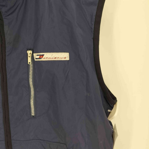 トミーヒルフィガー TOMMY HILFIGER ATHLETICS 90S リフレクター ロゴパッチ 裏地メッシュ ドローコード フーデッド ナイロンベスト メンズ import:L
