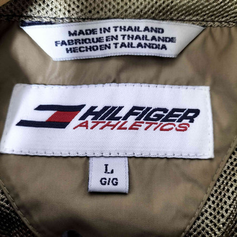 トミーヒルフィガー TOMMY HILFIGER ATHLETICS 90S リフレクター ロゴパッチ 裏地メッシュ ドローコード フーデッド ナイロンベスト メンズ import:L