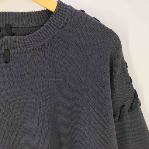 クレイル CLEL Hand Stitched Short Sleeve Side Lace Knit ハンドステッチ ショートスリーブ レースニット レディース JPN:M