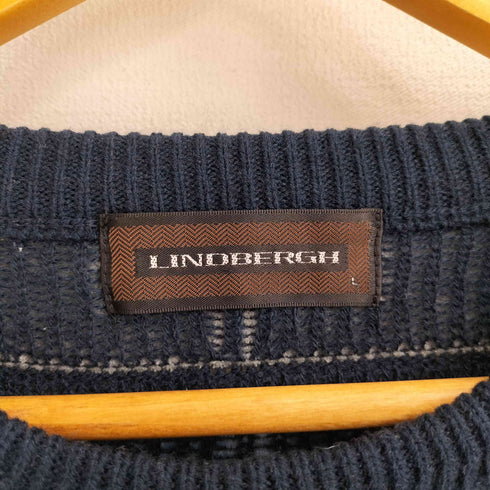 リンドバーグ LINDBERGH 総柄 パネルデザイン 3Dニット メンズ