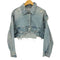 ザラ ZARA ダメージ加工 クロップド デニムジャケット レディース import:M