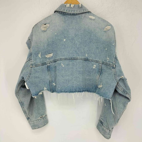 ザラ ZARA ダメージ加工 クロップド デニムジャケット レディース import:M
