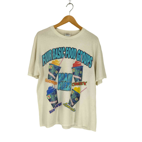 ヘインズ Hanes 90s- USA製 FOUR BASIC FOOD GROUPS フロントプリントクルーネックTシャツ メンズ XL