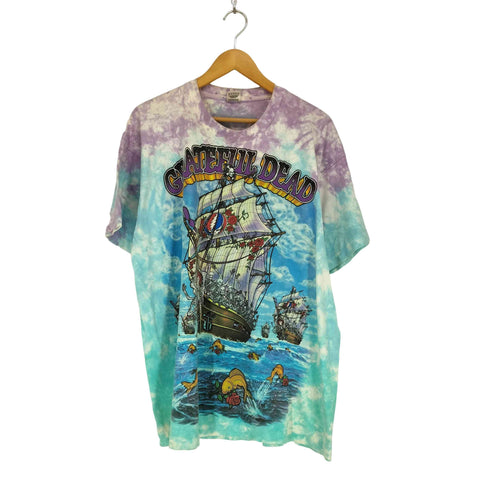 フルーツオブザルーム FRUIT OF THE LOOM 90s USA製 1993 袖裾シングル タイダイ柄 SHIPS OF FOOLS 両面プリントバンドTシャツ メンズ XL