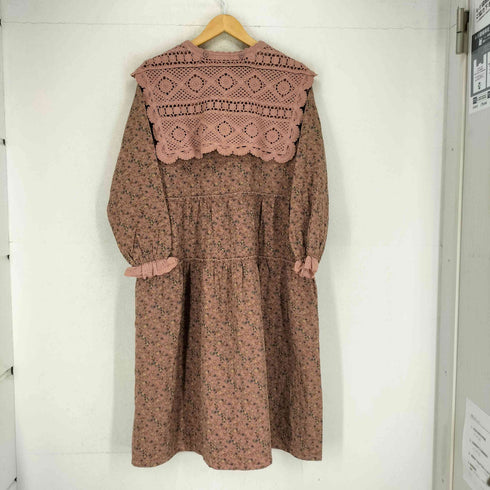 MY CLOSET ボタニカル柄 レース襟 ワンピース レディース