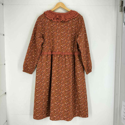 MY CLOSET 裏地起毛 ボタニカル柄 レース襟 ワンピース レディース FREE