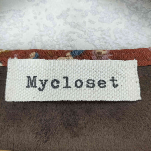 MY CLOSET 裏地起毛 ボタニカル柄 レース襟 ワンピース レディース FREE