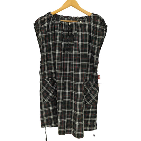コットンハウスアヤ Cotton House Aya シアーコットン フロントポケット チェック ノースリーブチュニック レディース
