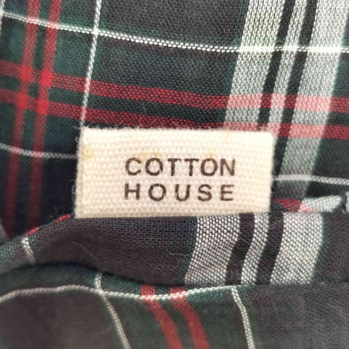 コットンハウスアヤ Cotton House Aya シアーコットン フロントポケット チェック ノースリーブチュニック レディース
