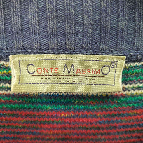 CONTE MASSIMO コットンアクリル マルチカラー クルーネックニット メンズ