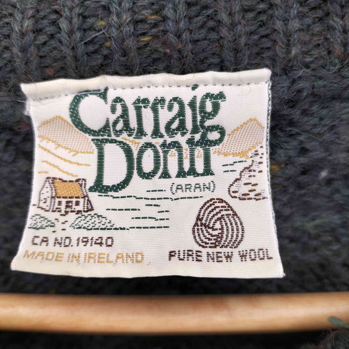 Carraig Donn 80-90s アイルランド製 フィッシャーマン ニット カーディガン メンズ import:L