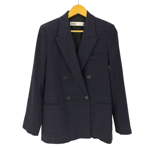 ザラ ZARA チェック柄 ダブルブレストテーラード レディース import:M