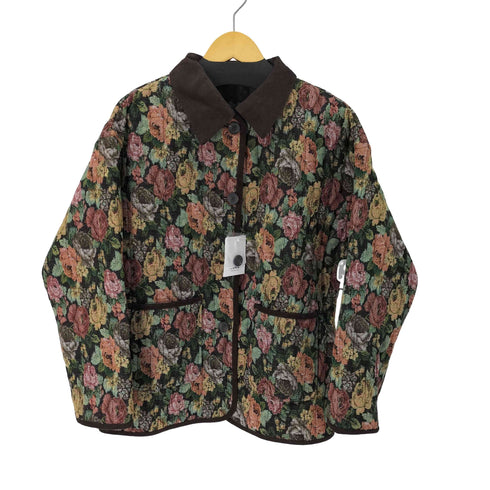 モノマート MONO-MART ゴブラン花柄コーデュロイ配色中綿キルティングジャケット レディース FREE