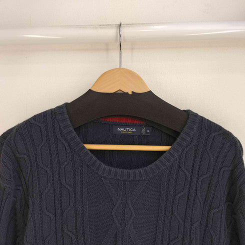 ノーティカ NAUTICA ワンポイント刺繍 コットン ケーブルニット メンズ import:XL