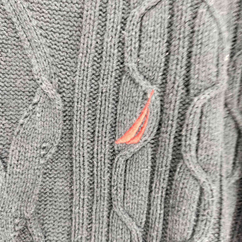 ノーティカ NAUTICA ワンポイント刺繍 コットン ケーブルニット メンズ import:XL