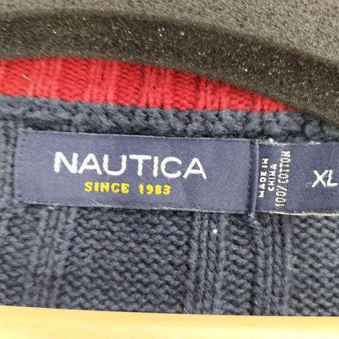 ノーティカ NAUTICA ワンポイント刺繍 コットン ケーブルニット メンズ import:XL